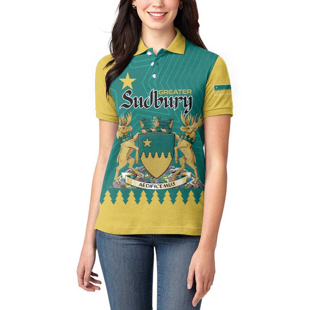 Personalised Canada Greater Sudbury Women Polo Shirt The Nickel Capital Aedificemus
