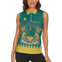 Personalised Canada Greater Sudbury Women Sleeveless Polo Shirt The Nickel Capital Aedificemus