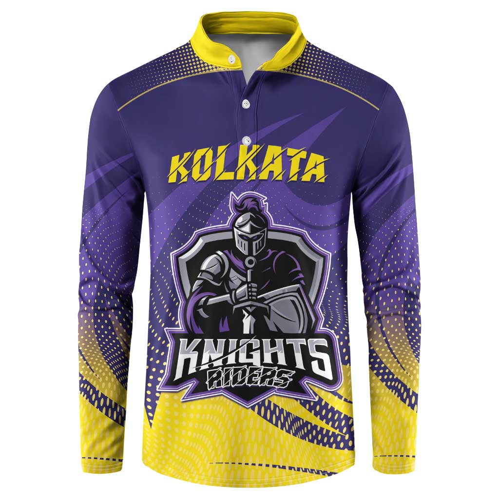 Custom Kolkata 2025 Cricket Knight Riders Button Sweatshirt Korbo Lorbo Jeetbo