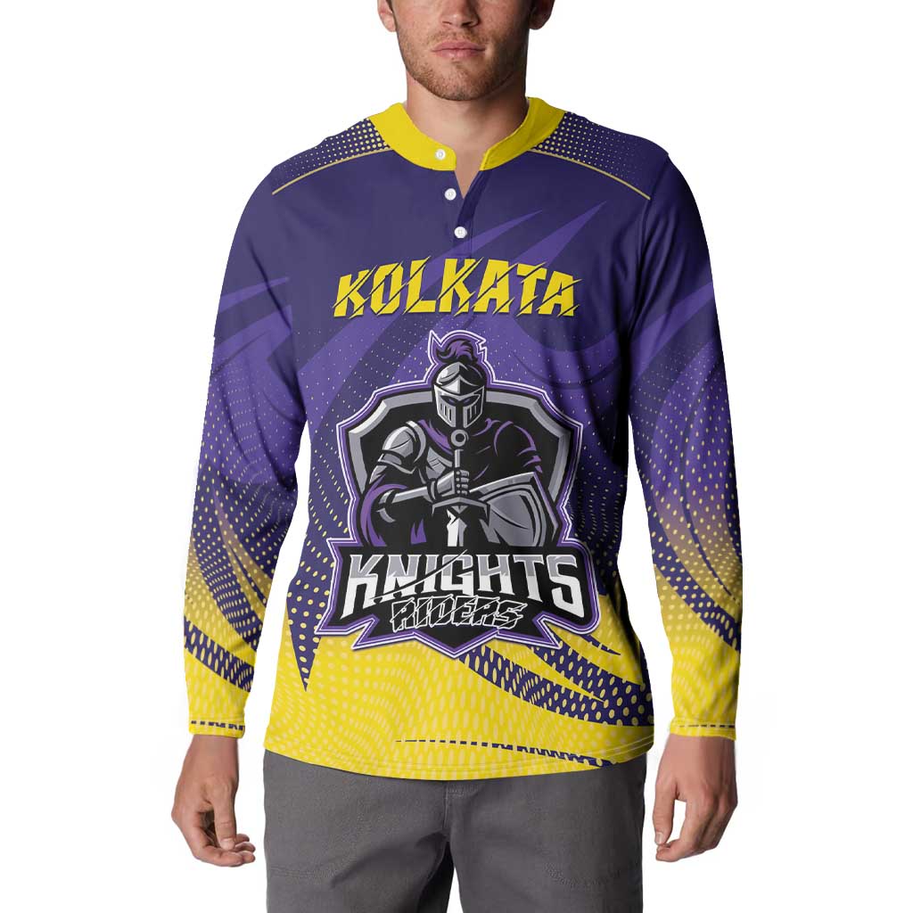 Custom Kolkata 2025 Cricket Knight Riders Button Sweatshirt Korbo Lorbo Jeetbo