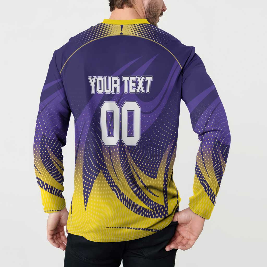 Custom Kolkata 2025 Cricket Knight Riders Button Sweatshirt Korbo Lorbo Jeetbo