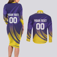 Custom Kolkata 2025 Cricket Knight Riders Couples Matching Long Sleeve Bodycon Dress and Long Sleeve Button Shirt Korbo Lorbo Jeetbo