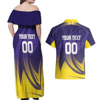 Custom Kolkata 2025 Cricket Knight Riders Couples Matching Off Shoulder Maxi Dress and Hawaiian Shirt Korbo Lorbo Jeetbo