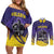 Custom Kolkata 2025 Cricket Knight Riders Couples Matching Off Shoulder Short Dress and Long Sleeve Button Shirt Korbo Lorbo Jeetbo