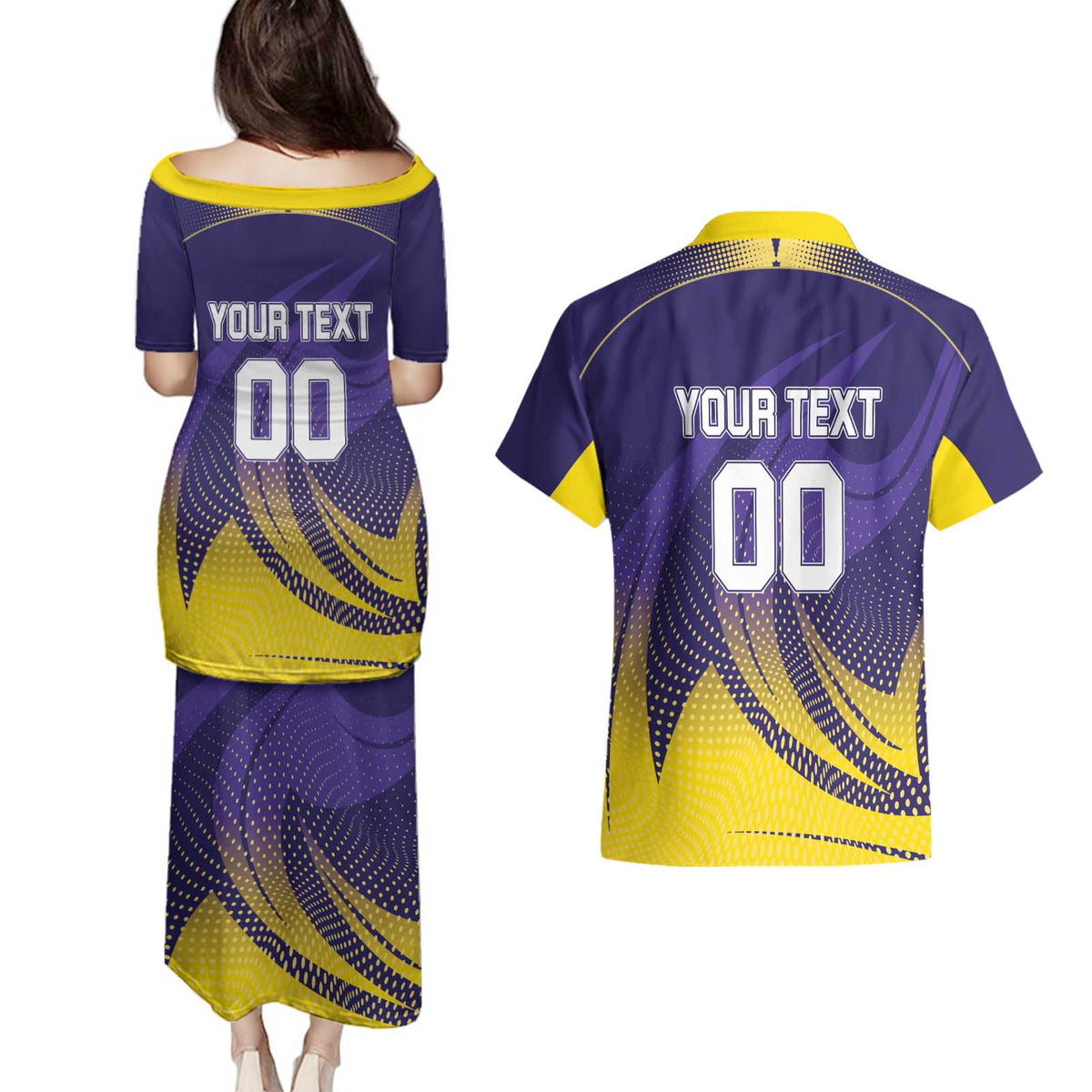 Custom Kolkata 2025 Cricket Knight Riders Couples Matching Puletasi and Hawaiian Shirt Korbo Lorbo Jeetbo