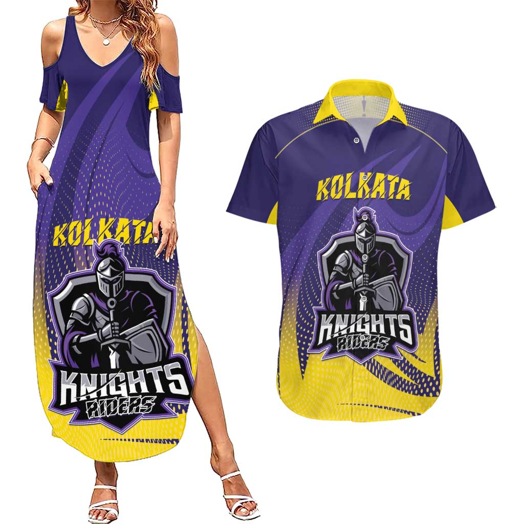 Custom Kolkata 2025 Cricket Knight Riders Couples Matching Summer Maxi Dress and Hawaiian Shirt Korbo Lorbo Jeetbo