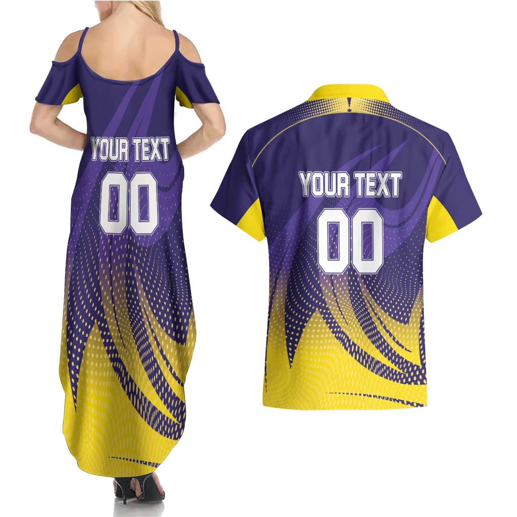 Custom Kolkata 2025 Cricket Knight Riders Couples Matching Summer Maxi Dress and Hawaiian Shirt Korbo Lorbo Jeetbo
