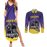 Custom Kolkata 2025 Cricket Knight Riders Couples Matching Summer Maxi Dress and Long Sleeve Button Shirt Korbo Lorbo Jeetbo