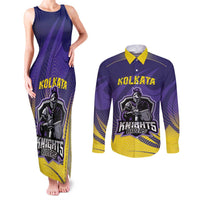 Custom Kolkata 2025 Cricket Knight Riders Couples Matching Tank Maxi Dress and Long Sleeve Button Shirt Korbo Lorbo Jeetbo
