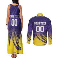 Custom Kolkata 2025 Cricket Knight Riders Couples Matching Tank Maxi Dress and Long Sleeve Button Shirt Korbo Lorbo Jeetbo