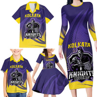 Custom Kolkata 2025 Cricket Knight Riders Family Matching Long Sleeve Bodycon Dress and Hawaiian Shirt Korbo Lorbo Jeetbo
