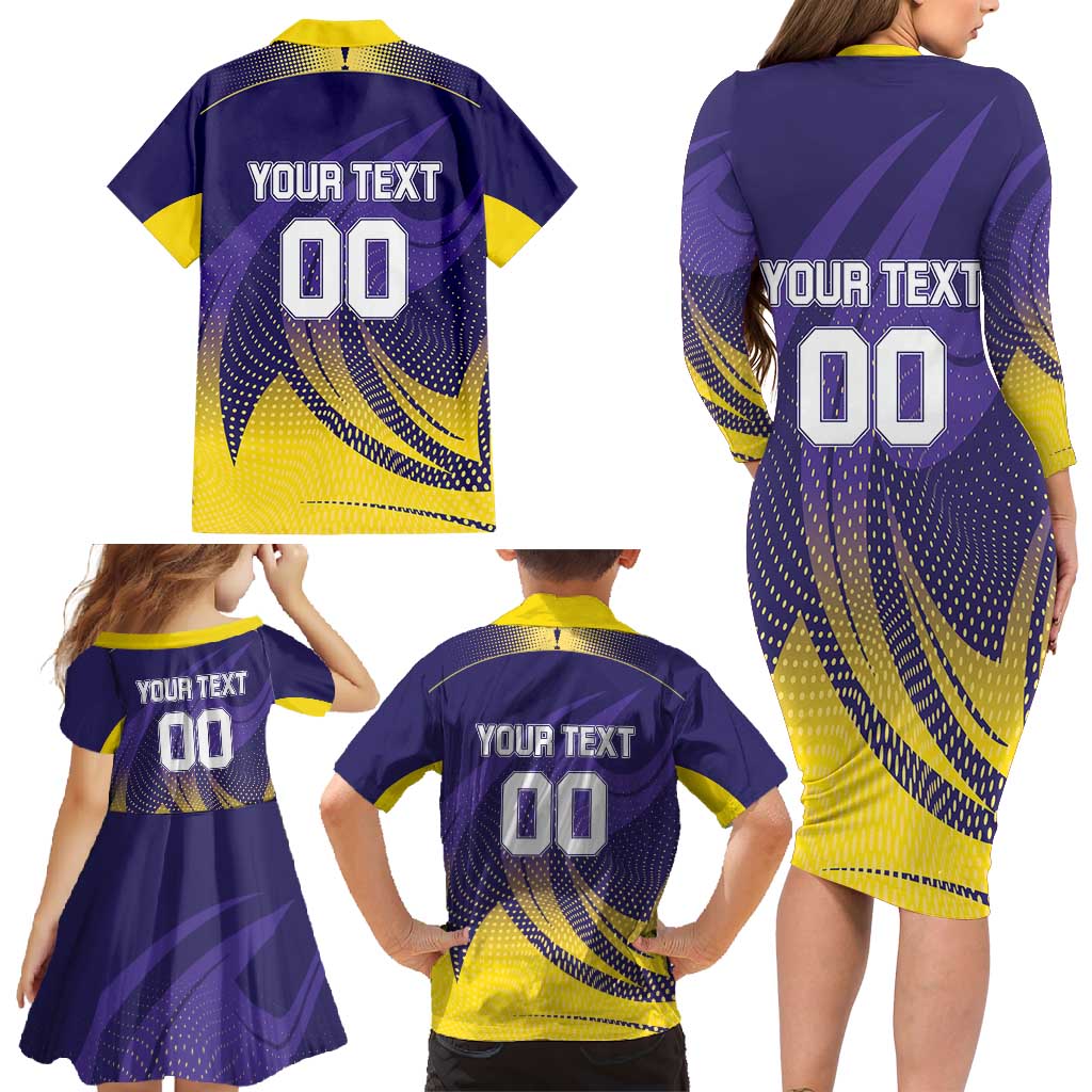 Custom Kolkata 2025 Cricket Knight Riders Family Matching Long Sleeve Bodycon Dress and Hawaiian Shirt Korbo Lorbo Jeetbo