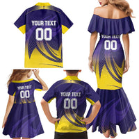Custom Kolkata 2025 Cricket Knight Riders Family Matching Mermaid Dress and Hawaiian Shirt Korbo Lorbo Jeetbo