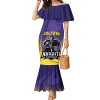 Custom Kolkata 2025 Cricket Knight Riders Family Matching Mermaid Dress and Hawaiian Shirt Korbo Lorbo Jeetbo
