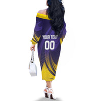 Custom Kolkata 2025 Cricket Knight Riders Family Matching Off The Shoulder Long Sleeve Dress and Hawaiian Shirt Korbo Lorbo Jeetbo