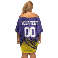 Custom Kolkata 2025 Cricket Knight Riders Family Matching Off Shoulder Short Dress and Hawaiian Shirt Korbo Lorbo Jeetbo