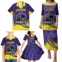 Custom Kolkata 2025 Cricket Knight Riders Family Matching Puletasi and Hawaiian Shirt Korbo Lorbo Jeetbo