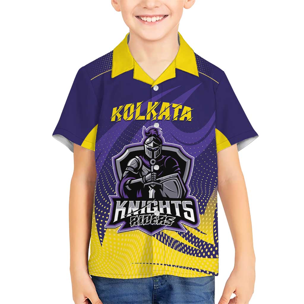 Custom Kolkata 2025 Cricket Knight Riders Family Matching Short Sleeve Bodycon Dress and Hawaiian Shirt Korbo Lorbo Jeetbo