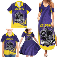 Custom Kolkata 2025 Cricket Knight Riders Family Matching Summer Maxi Dress and Hawaiian Shirt Korbo Lorbo Jeetbo