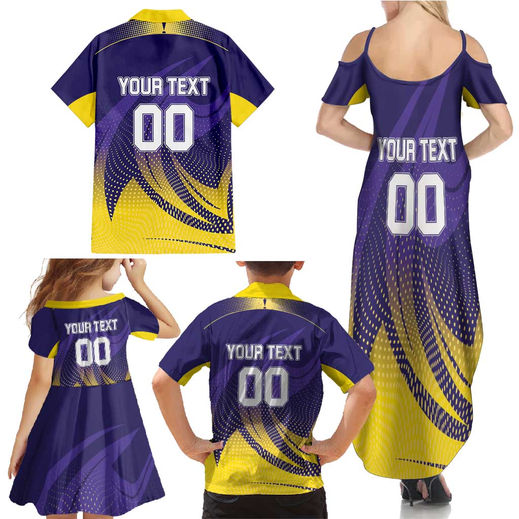 Custom Kolkata 2025 Cricket Knight Riders Family Matching Summer Maxi Dress and Hawaiian Shirt Korbo Lorbo Jeetbo