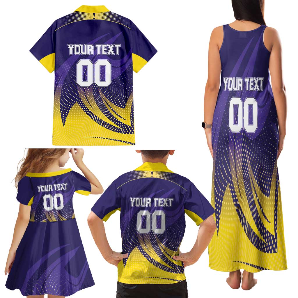 Custom Kolkata 2025 Cricket Knight Riders Family Matching Tank Maxi Dress and Hawaiian Shirt Korbo Lorbo Jeetbo
