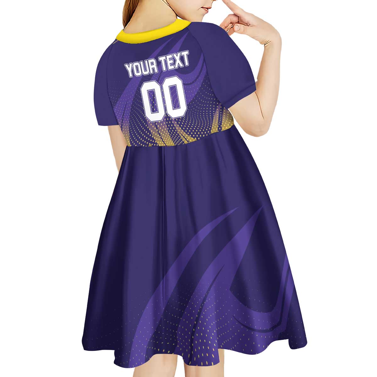 Custom Kolkata 2025 Cricket Knight Riders Kid Short Sleeve Dress Korbo Lorbo Jeetbo
