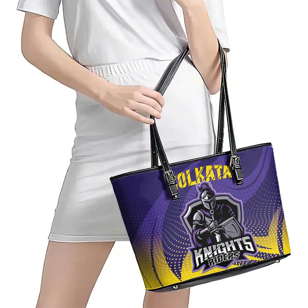 Kolkata 2025 Cricket Knight Riders Leather Tote Bag Korbo Lorbo Jeetbo