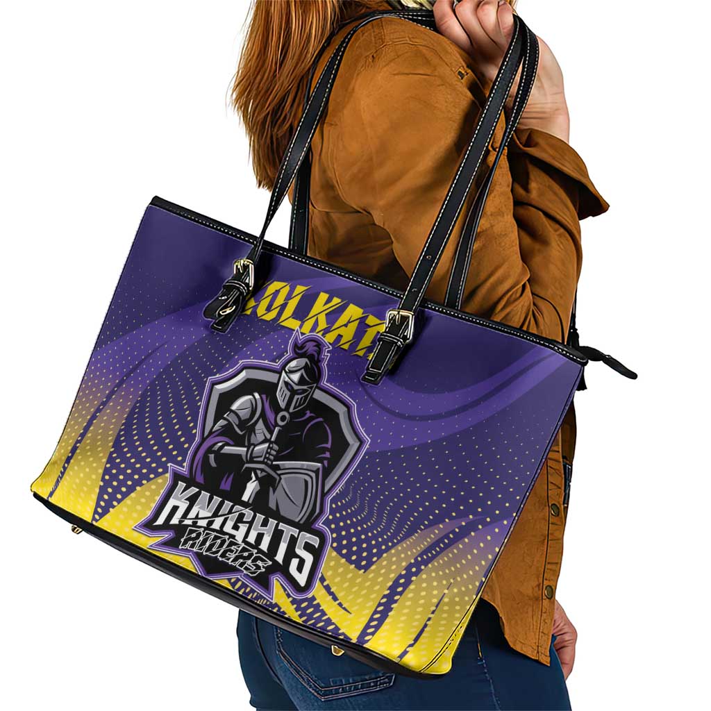 Kolkata 2025 Cricket Knight Riders Leather Tote Bag Korbo Lorbo Jeetbo
