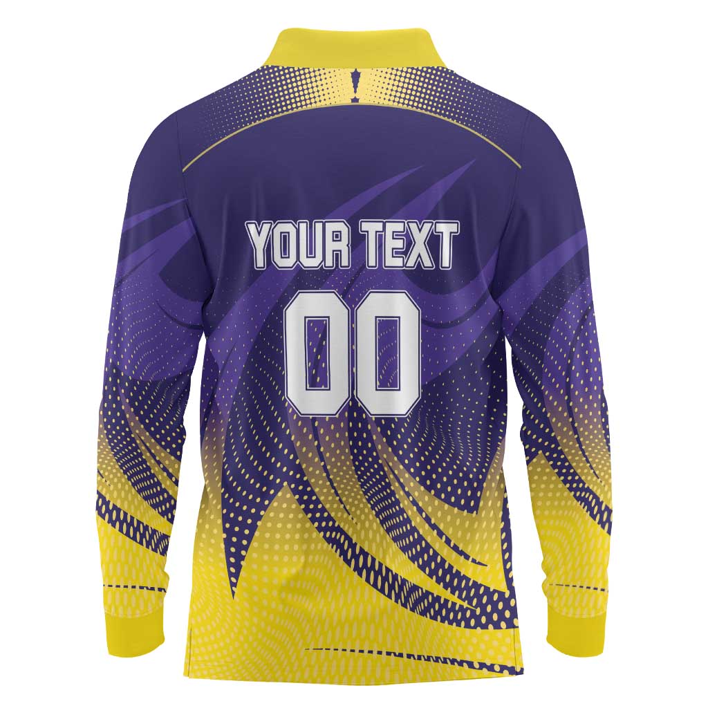 Custom Kolkata 2025 Cricket Knight Riders Long Sleeve Polo Shirt Korbo Lorbo Jeetbo