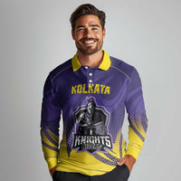 Custom Kolkata 2025 Cricket Knight Riders Long Sleeve Polo Shirt Korbo Lorbo Jeetbo