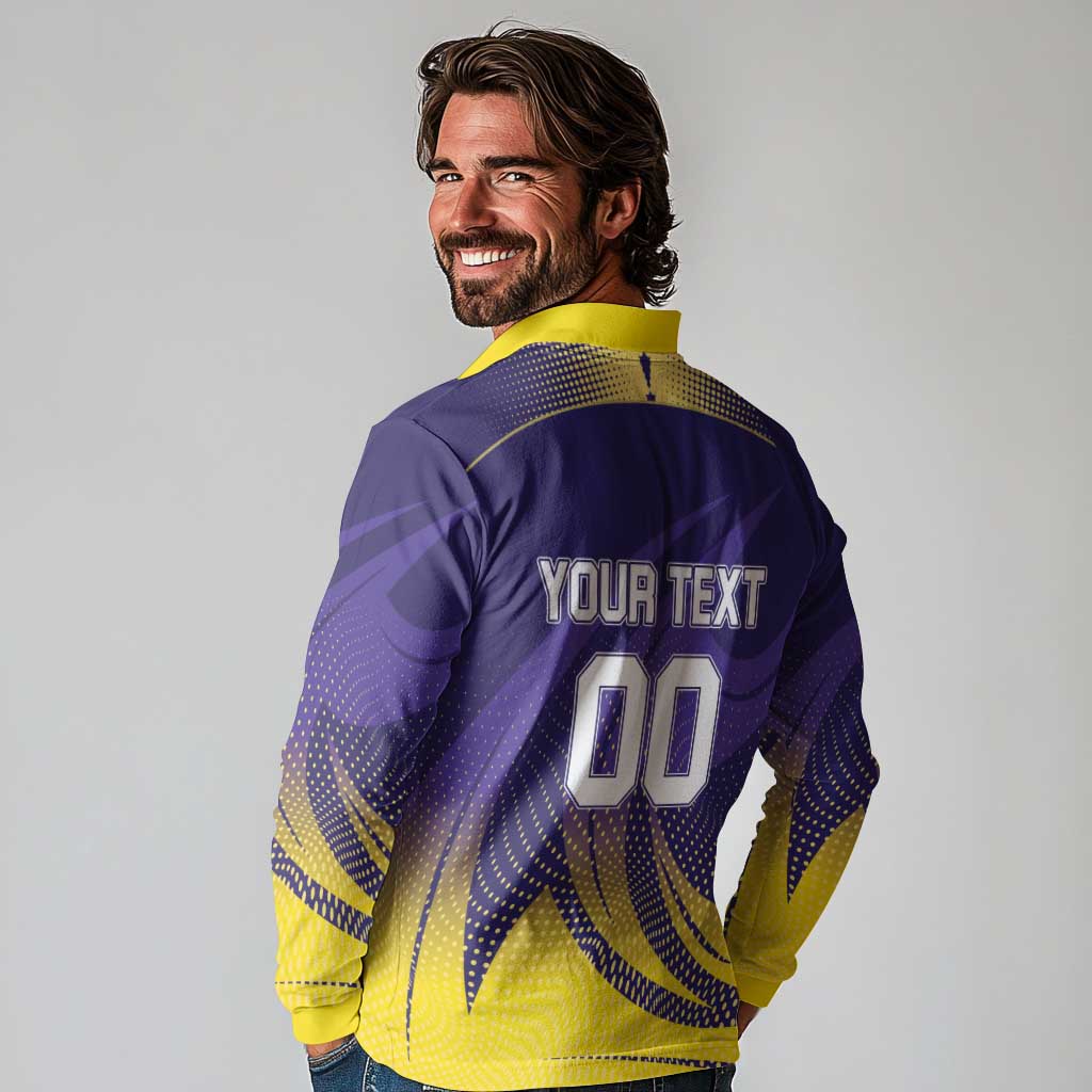 Custom Kolkata 2025 Cricket Knight Riders Long Sleeve Polo Shirt Korbo Lorbo Jeetbo
