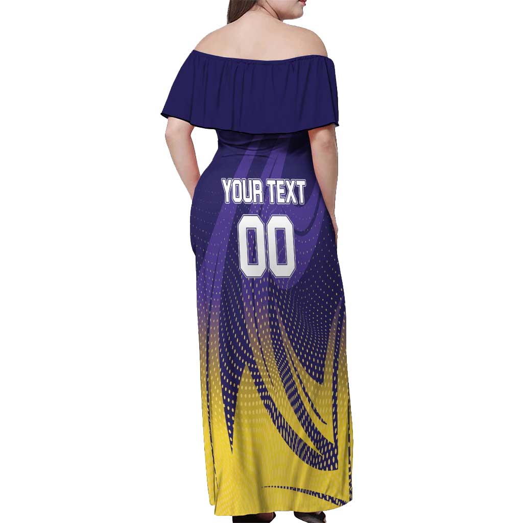Custom Kolkata 2025 Cricket Knight Riders Off Shoulder Maxi Dress Korbo Lorbo Jeetbo