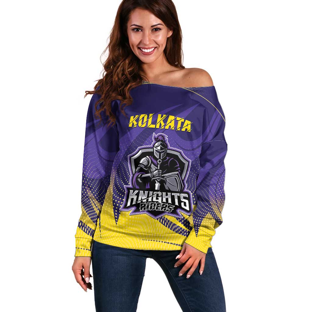 Custom Kolkata 2025 Cricket Knight Riders Off Shoulder Sweater Korbo Lorbo Jeetbo