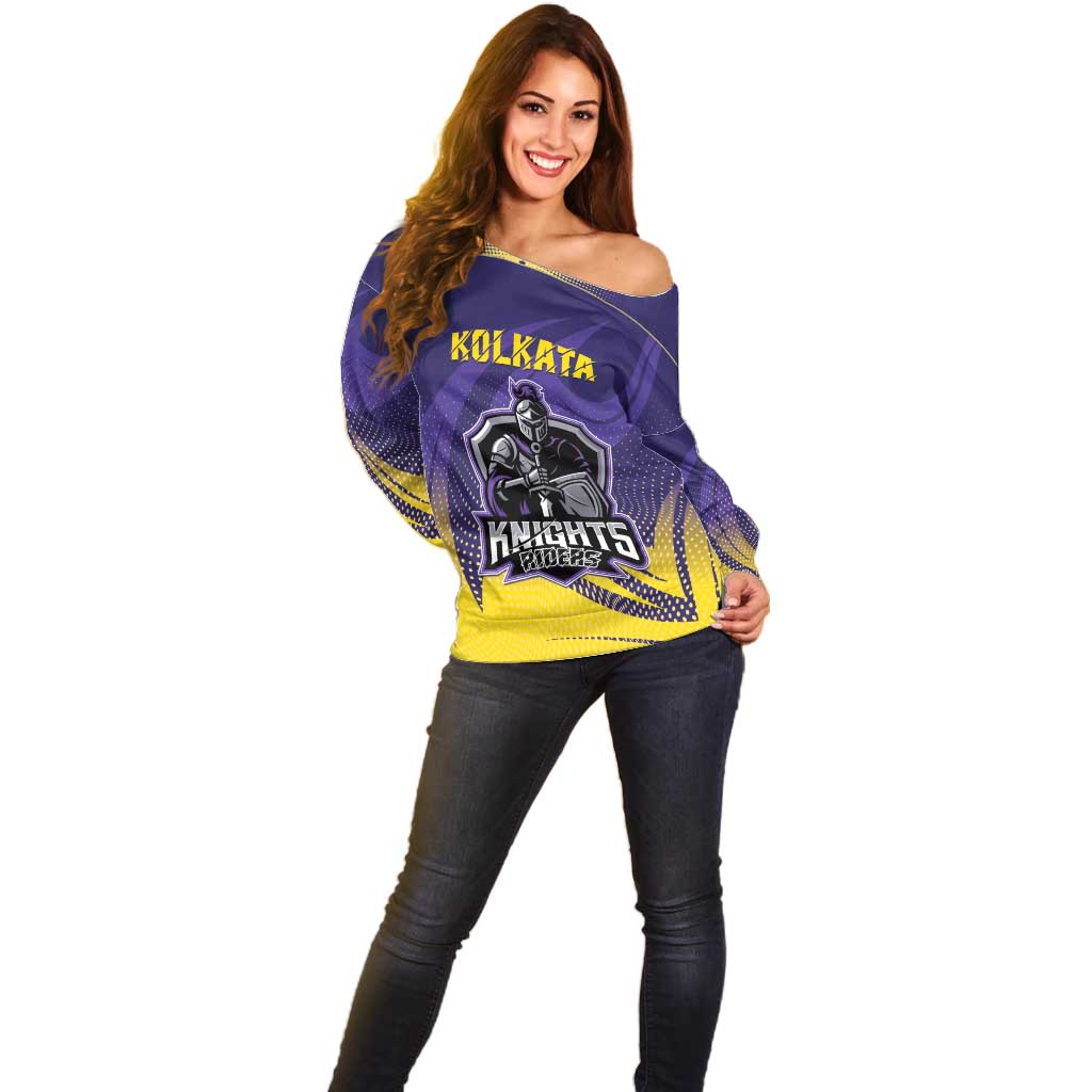 Custom Kolkata 2025 Cricket Knight Riders Off Shoulder Sweater Korbo Lorbo Jeetbo