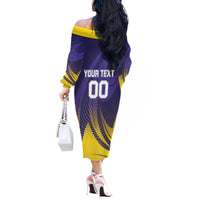 Custom Kolkata 2025 Cricket Knight Riders Off The Shoulder Long Sleeve Dress Korbo Lorbo Jeetbo