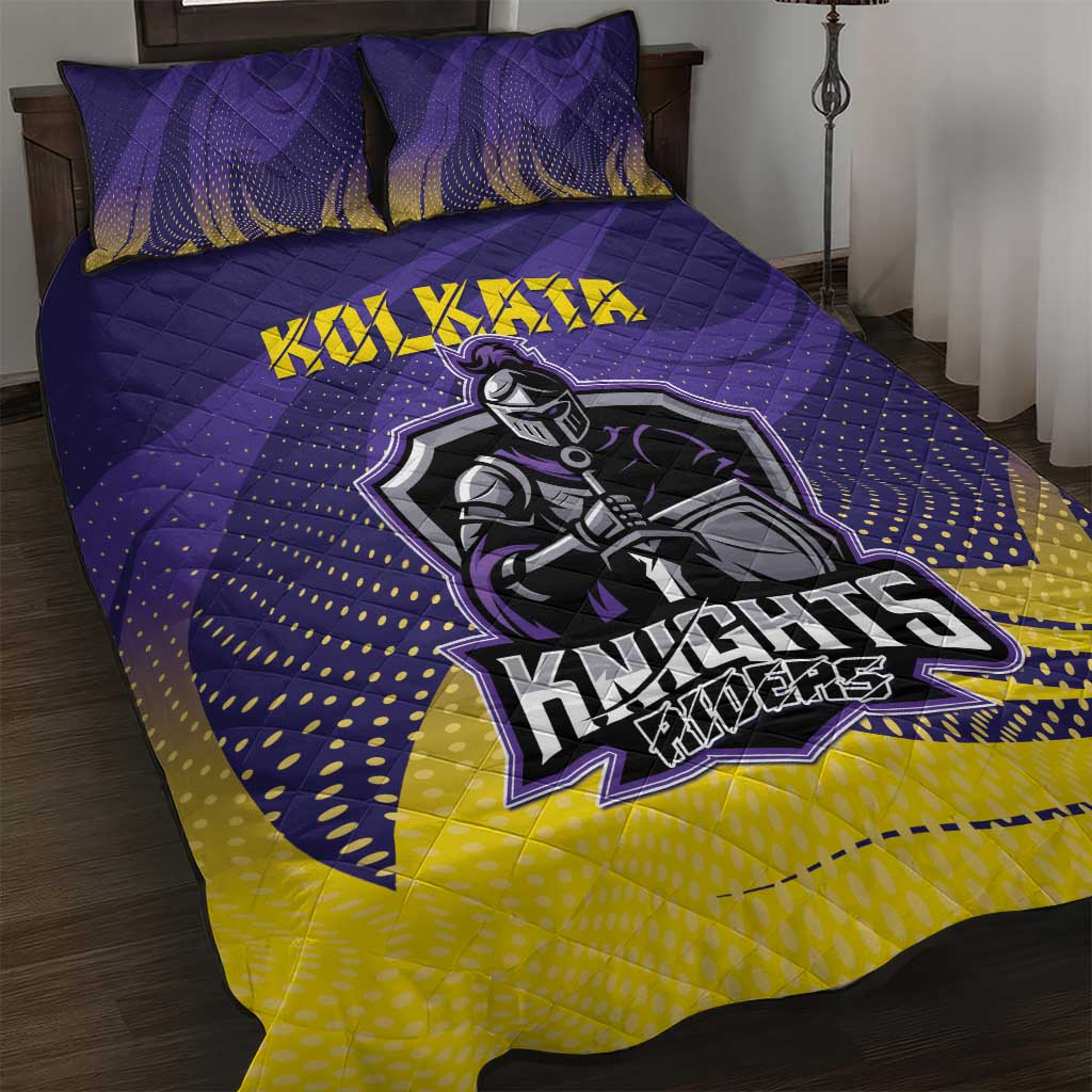 Kolkata 2025 Cricket Knight Riders Quilt Bed Set Korbo Lorbo Jeetbo