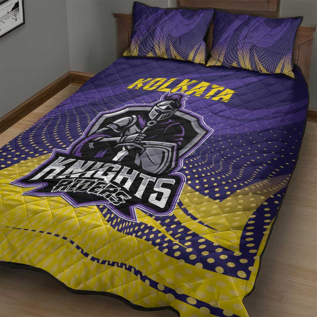 Kolkata 2025 Cricket Knight Riders Quilt Bed Set Korbo Lorbo Jeetbo