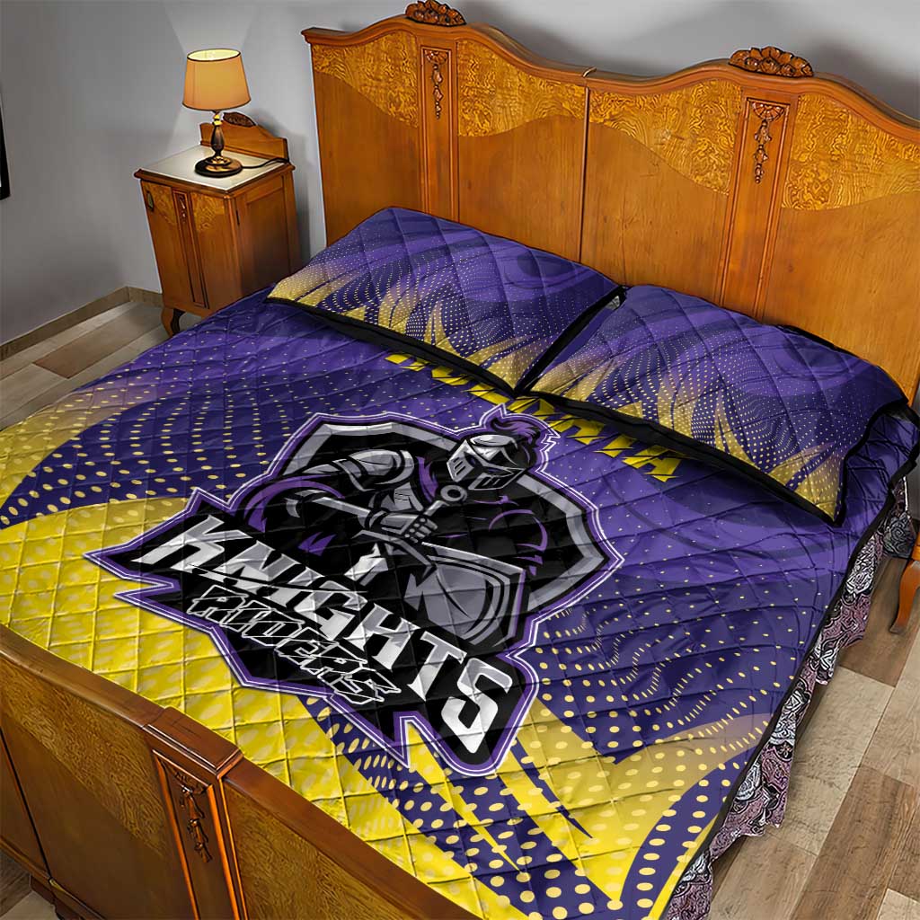 Kolkata 2025 Cricket Knight Riders Quilt Bed Set Korbo Lorbo Jeetbo
