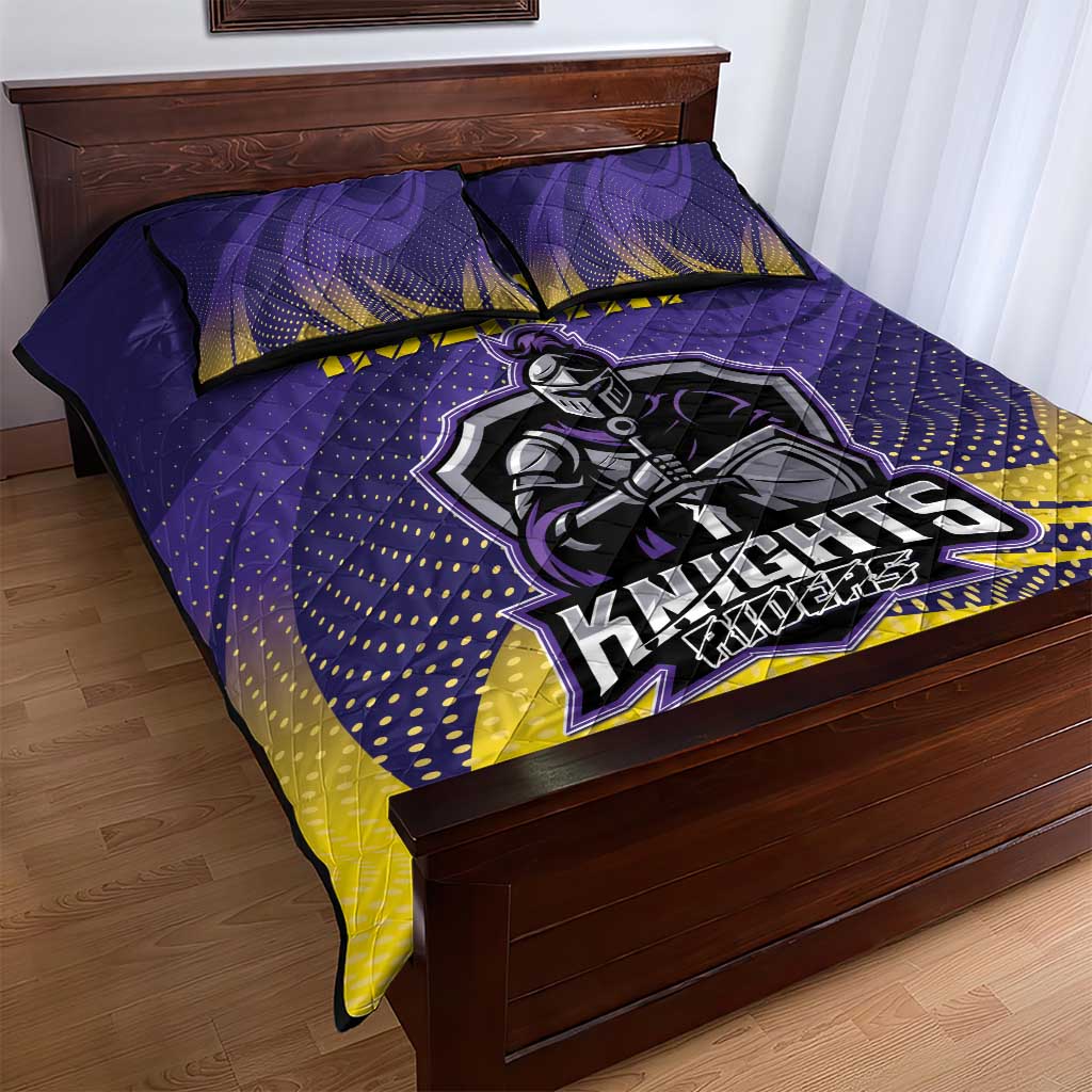 Kolkata 2025 Cricket Knight Riders Quilt Bed Set Korbo Lorbo Jeetbo