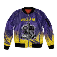Custom Kolkata 2025 Cricket Knight Riders Sleeve Zip Bomber Jacket Korbo Lorbo Jeetbo
