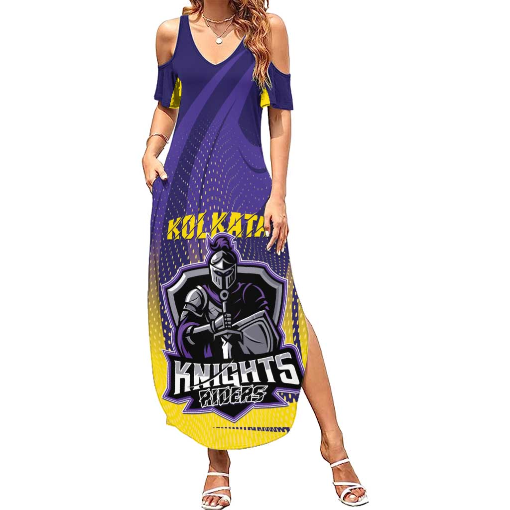 Custom Kolkata 2025 Cricket Knight Riders Summer Maxi Dress Korbo Lorbo Jeetbo