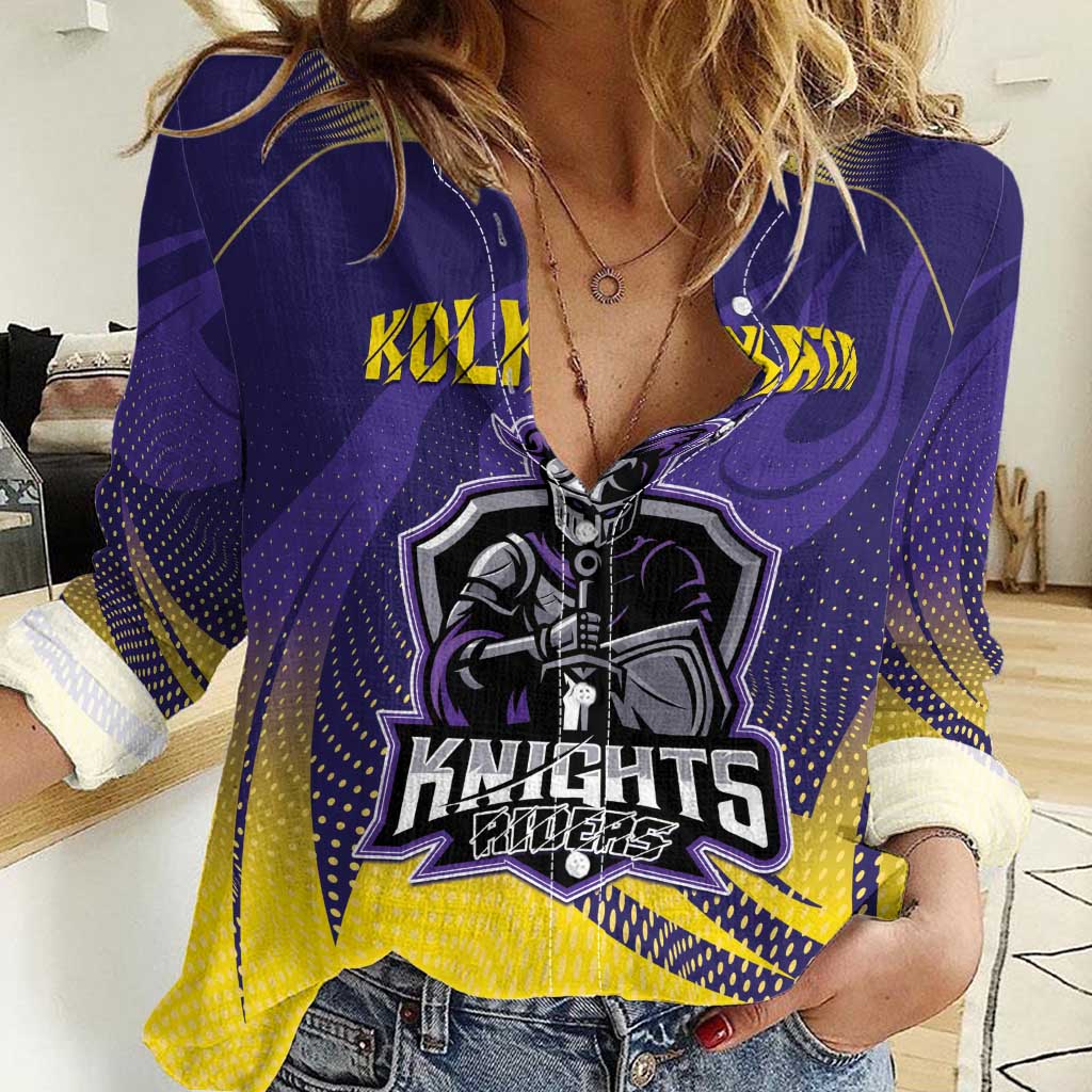 Custom Kolkata 2025 Cricket Knight Riders Women Casual Shirt Korbo Lorbo Jeetbo