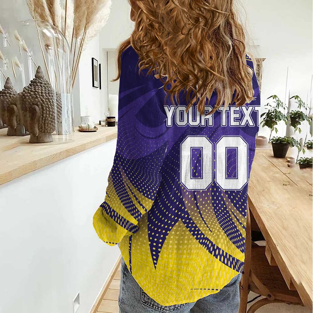 Custom Kolkata 2025 Cricket Knight Riders Women Casual Shirt Korbo Lorbo Jeetbo