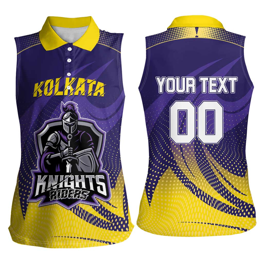 Custom Kolkata 2025 Cricket Knight Riders Women Sleeveless Polo Shirt Korbo Lorbo Jeetbo