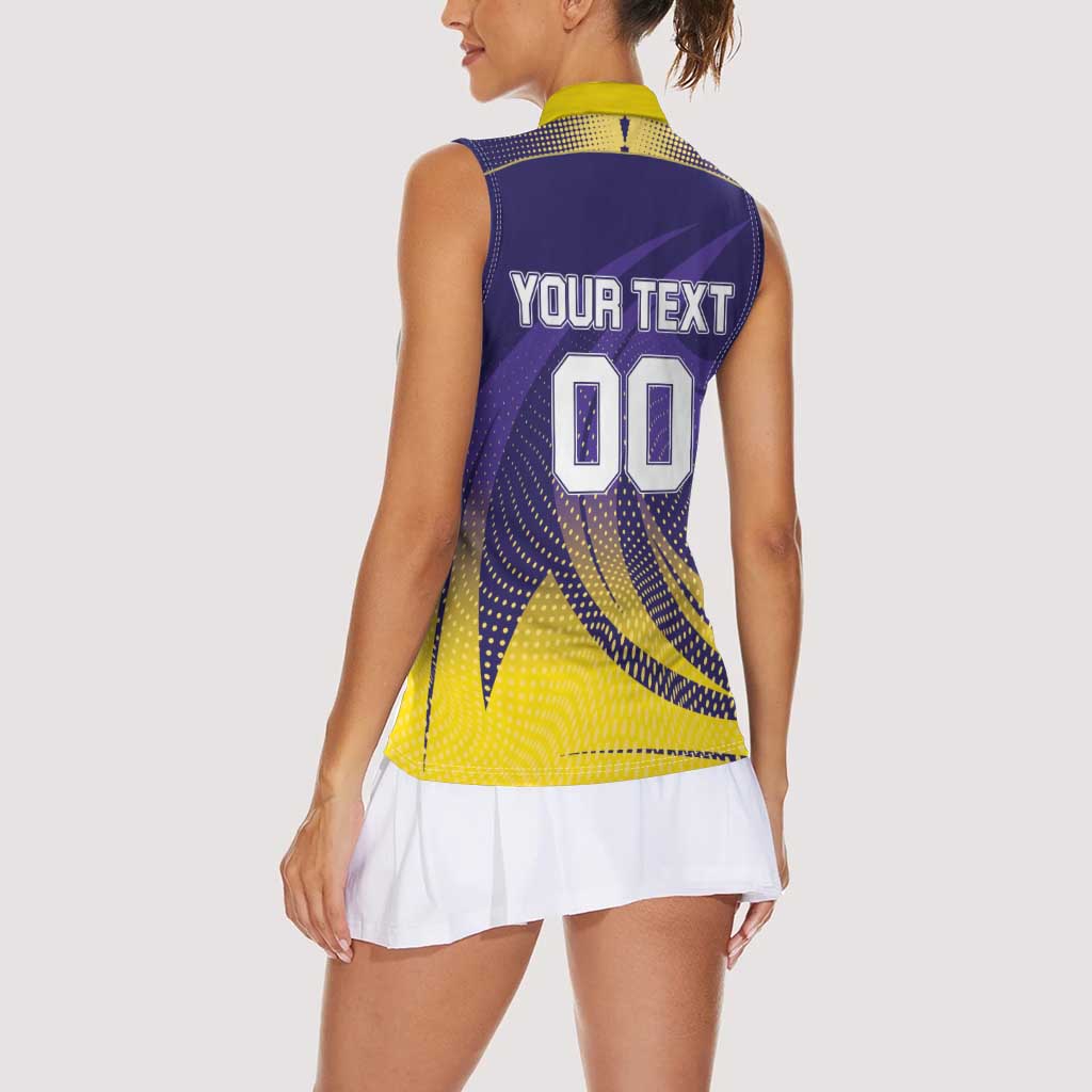 Custom Kolkata 2025 Cricket Knight Riders Women Sleeveless Polo Shirt Korbo Lorbo Jeetbo