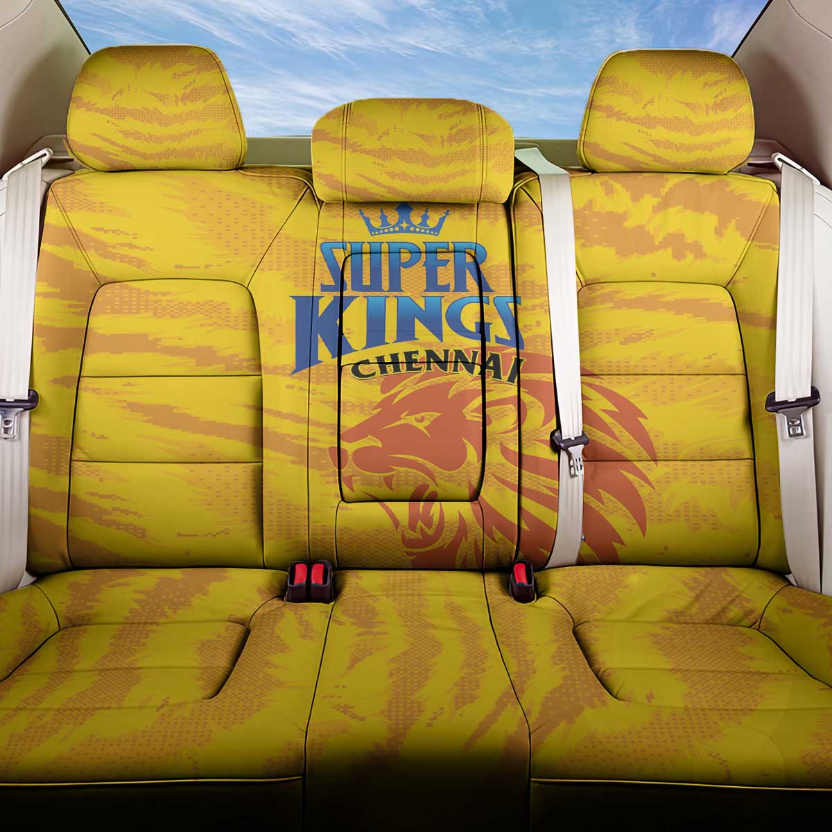 Chennai 2025 Cricket Super Kings Back Car Seat Cover Yellow Army Lions Champion