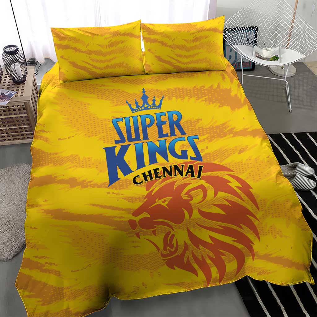 Chennai 2025 Cricket Super Kings Bedding Set Yellow Army Lions Champion