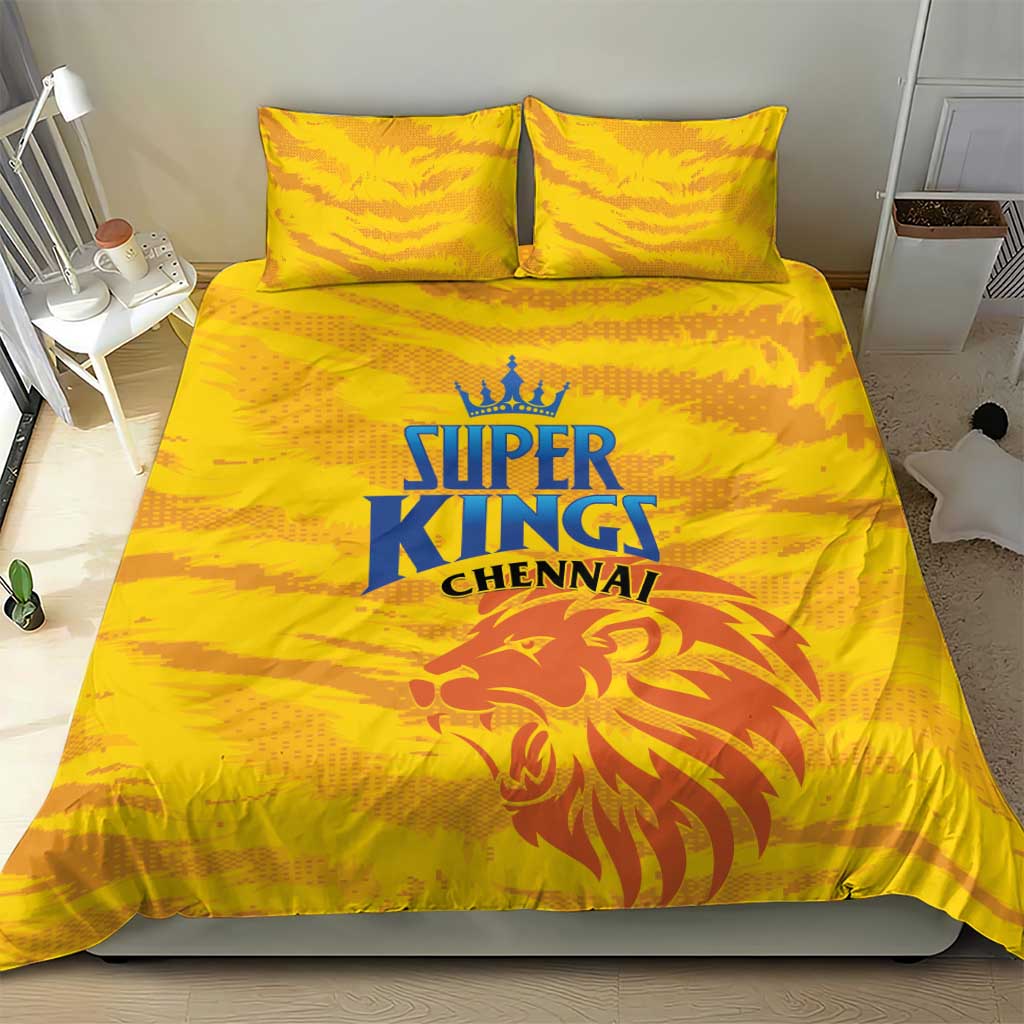 Chennai 2025 Cricket Super Kings Bedding Set Yellow Army Lions Champion