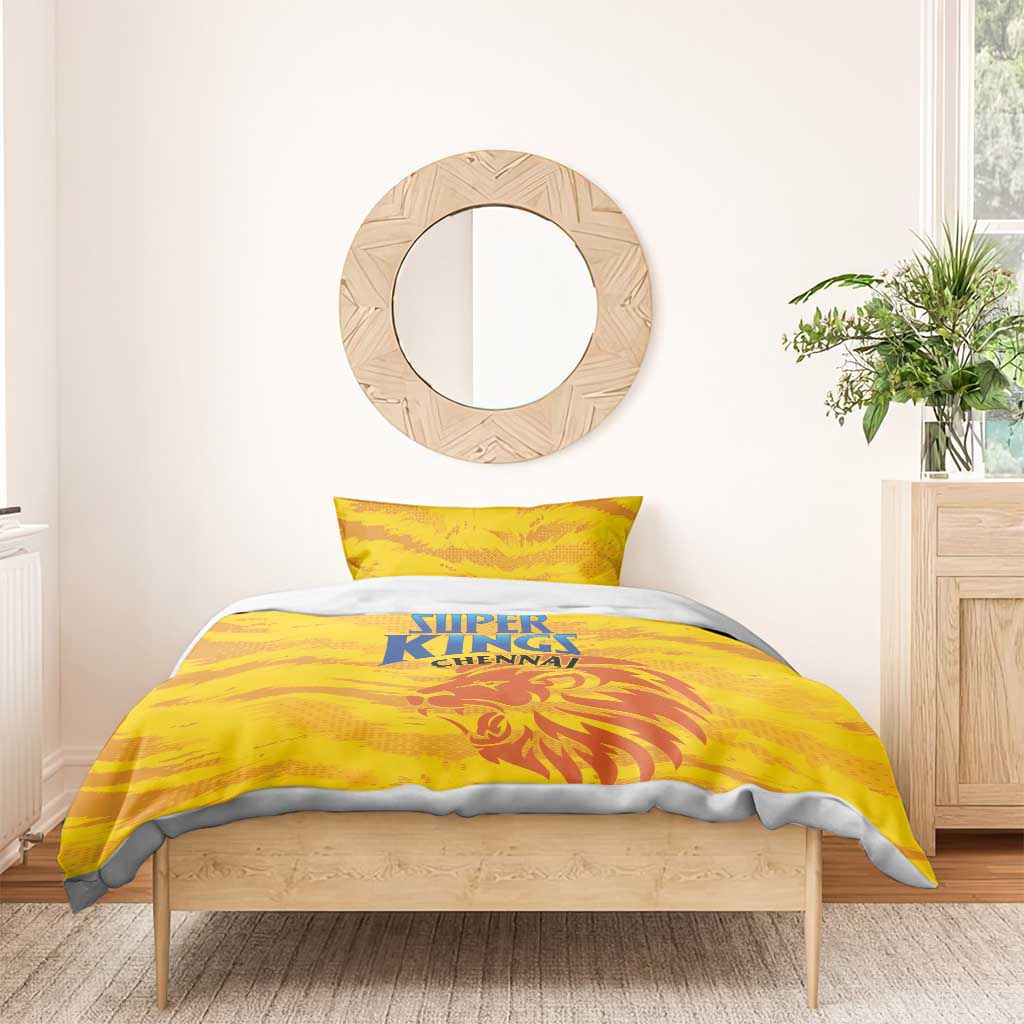 Chennai 2025 Cricket Super Kings Bedding Set Yellow Army Lions Champion