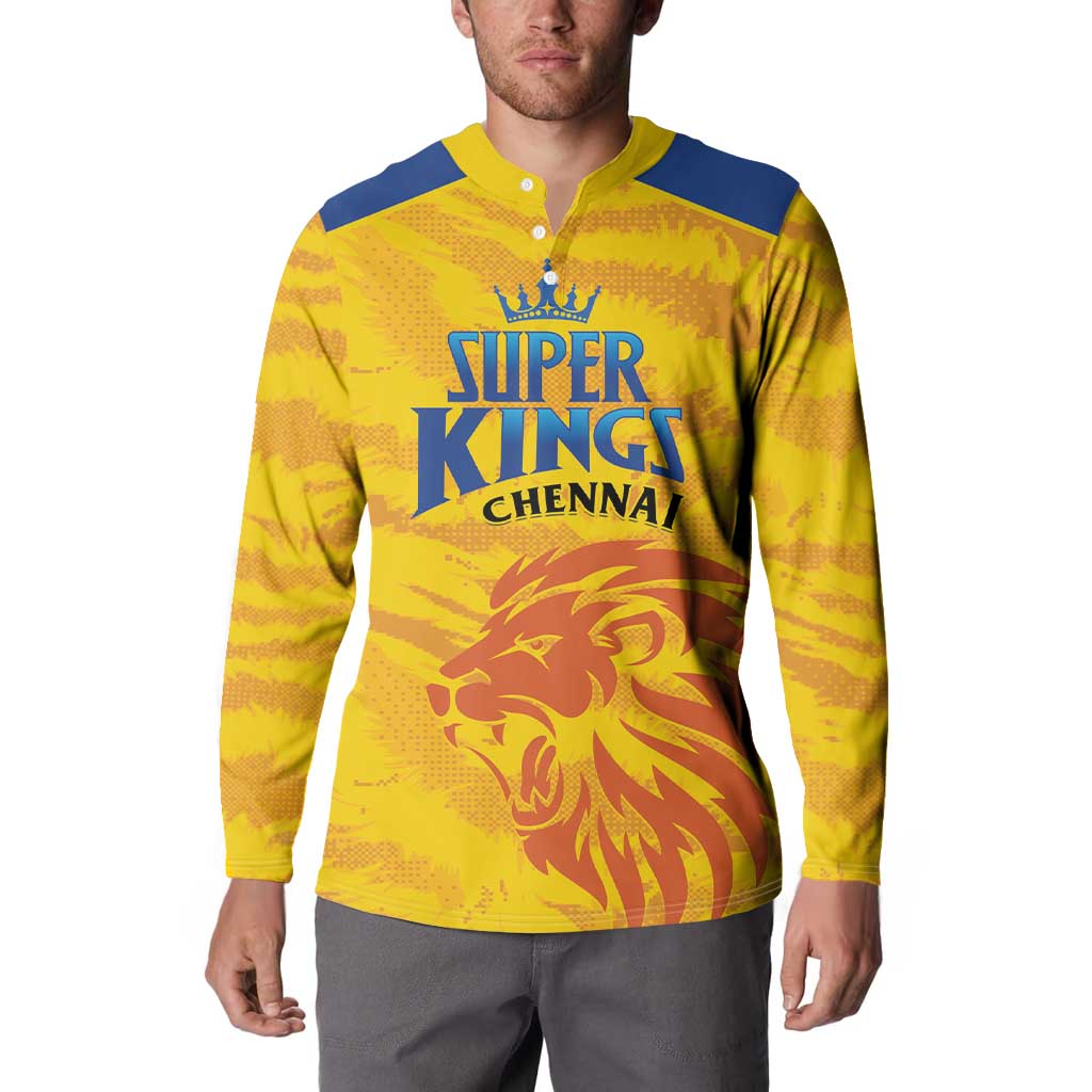 Custom Chennai 2025 Cricket Super Kings Button Sweatshirt Yellow Army Lions Champion